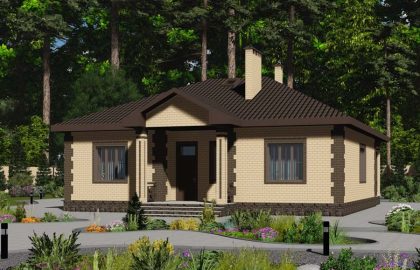 Проект одноэтажного дома с крытой террасой A-01