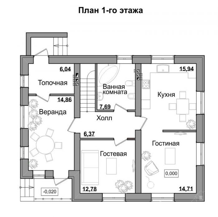 Проект дома с мансардным этажом 10 на 12 В-06 Проект дома с мансардным этажом 10 на 12 В-06