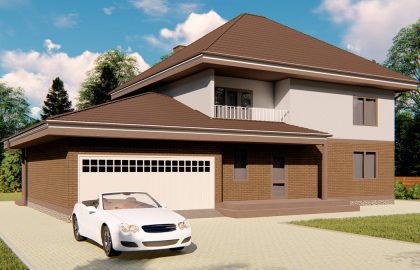 Проект двухэтажного дома с двумя балконами DS12