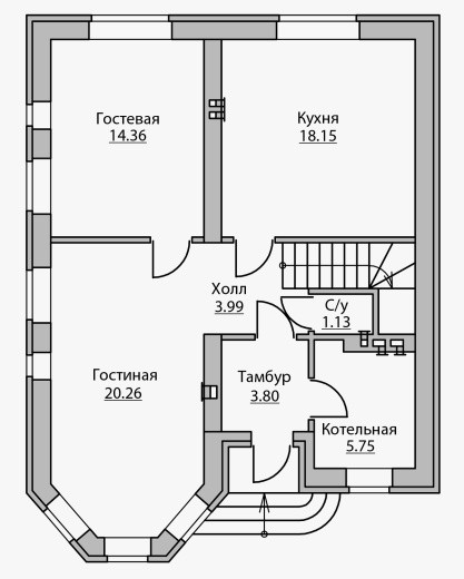 Проект дома с мансардой в замковом стиле Е-135 Проект дома с мансардой в замковом стиле Е-135