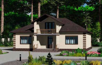 Проект дома с мансардой и балконом 150 м2 Е-154