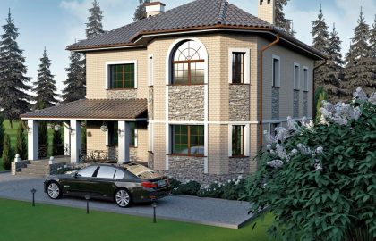 Проект двухэтажного дома с верандой Е-160