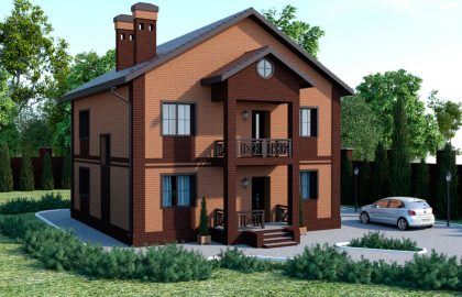 Проект двухэтажного дома 10 на 10 с балконом Е-166