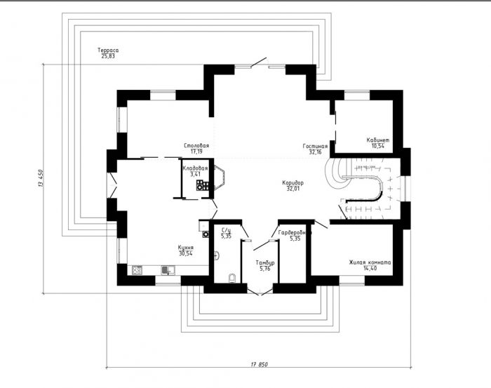 Проект двухэтажного дома в классическом стиле N113 Проект двухэтажного дома в классическом стиле N113