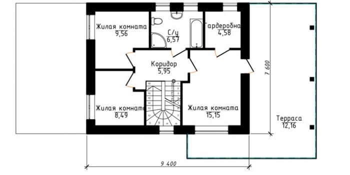 Проект двухэтажного дома в стиле хай-тек с террасой N63