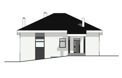 Проект одноэтажного дома с цокольным этажом на склоне N8