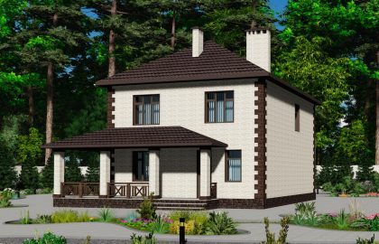 Проект двухэтажного дома 12 на 12 из пеноблоков С-09