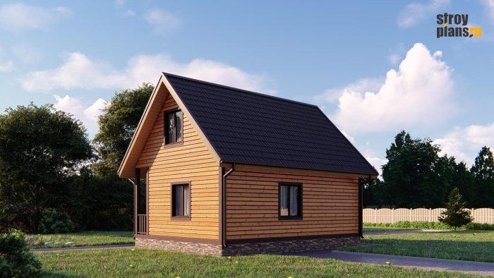 Проект дома с мансардой из бруса 6х8 м DB-7 Проект дома с мансардой из бруса 6х8 м DB-7