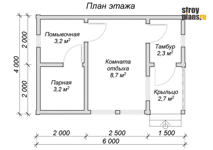 Проект бани из бруса 6 на 4 – BB-1 Проект бани из бруса 6 на 4 – BB-1
