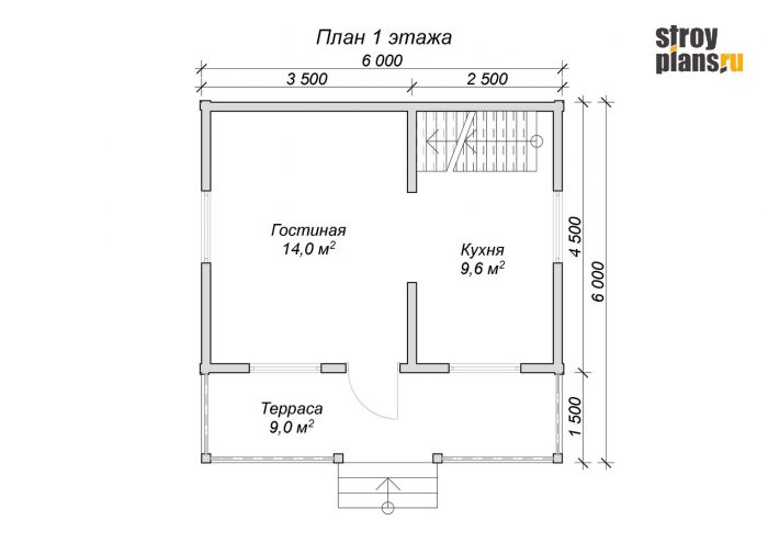 Проект дома из бруса 6х6 с террасой и балконом DB-33