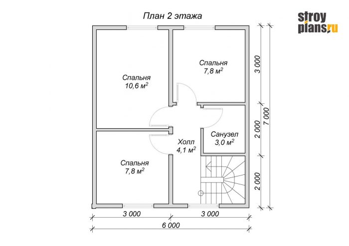 Проект одноэтажного дома из бруса с мансардой 6х7 DB-12