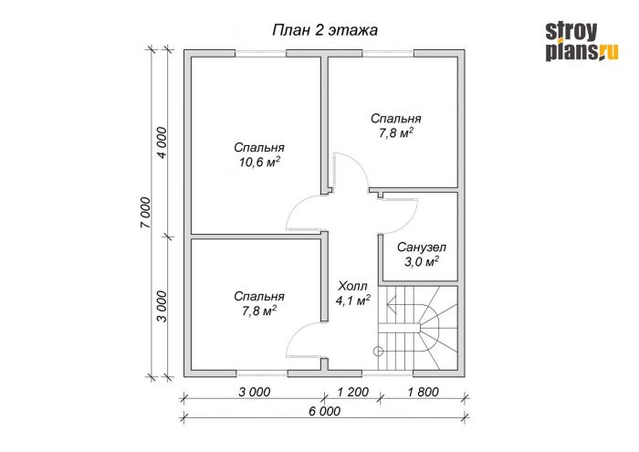 Проект мансардного дома из бруса 9х7 DB-13