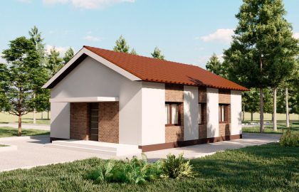 Проект одноэтажного дома для узкого участка D254