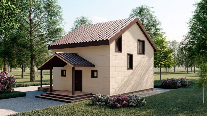 Проект небольшого дома 9 на 8 с террасой ND1