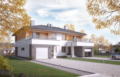 Проект двухэтажного дома на 2 семьи DD07