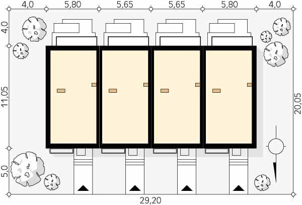 Проект двухэтажного дома на 4 семьи DD62 Проект двухэтажного дома на 4 семьи DD62