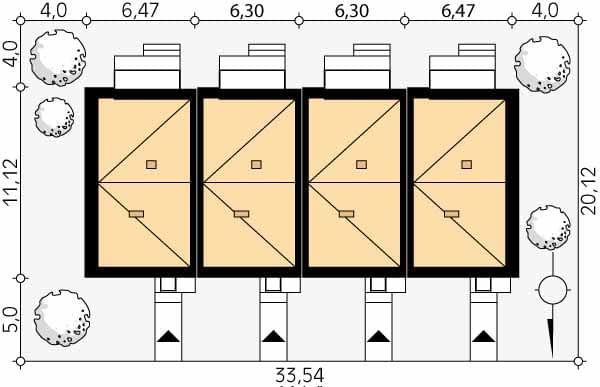 Проект двухэтажного дома на 4 семьи DD65 Проект двухэтажного дома на 4 семьи DD65