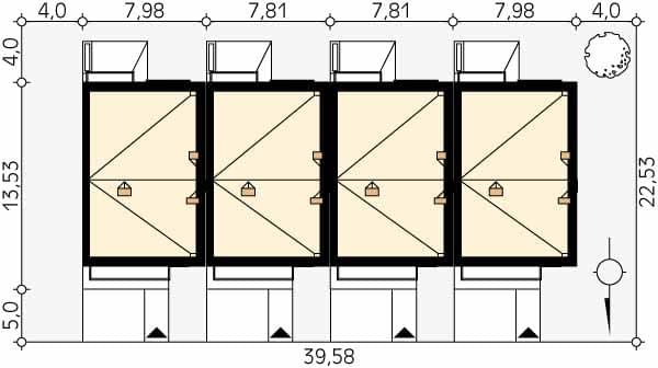 Проект двухэтажного дома на 4 семьи DD68 Проект двухэтажного дома на 4 семьи DD68