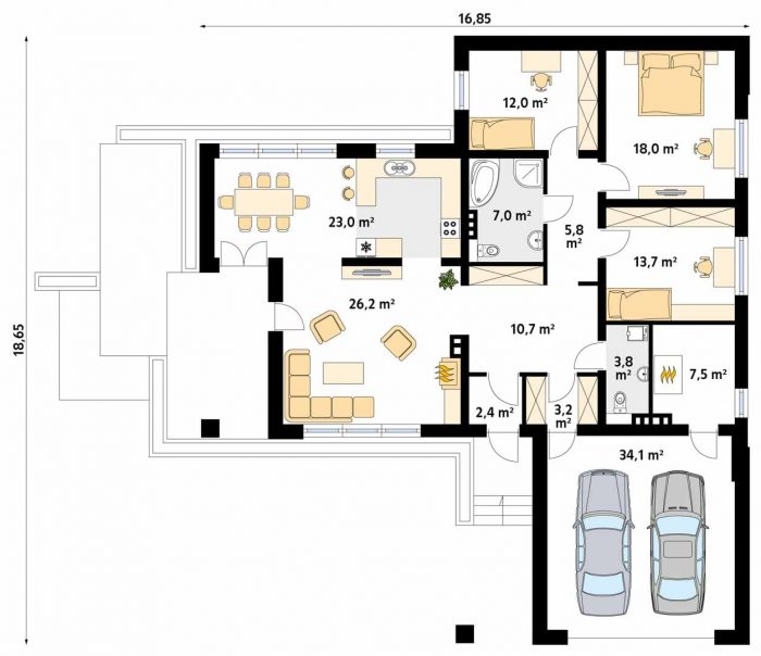 Проект одноэтажного дома OD117
