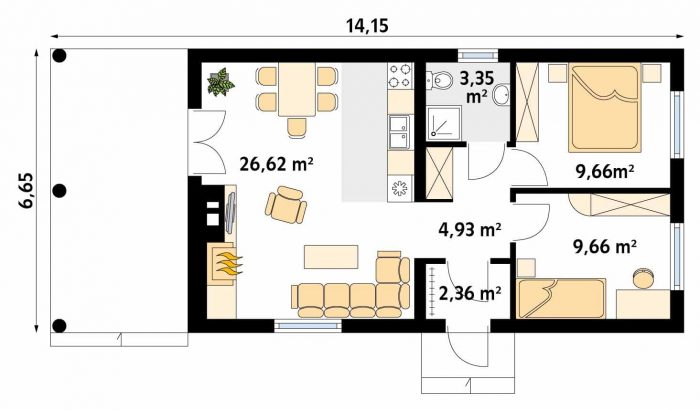 Проект одноэтажного дома OD14