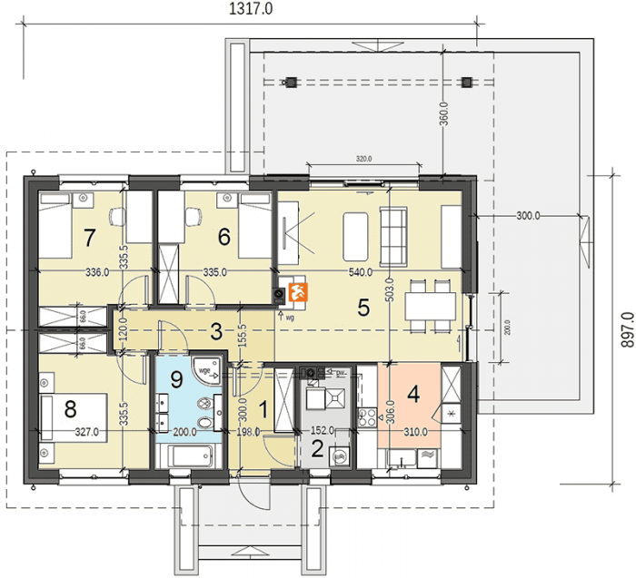 Проект одноэтажного дома OD43