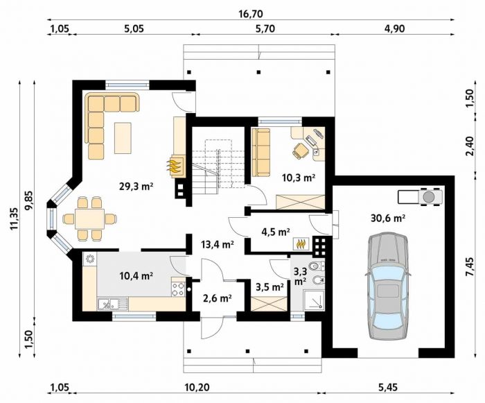 Проект дома с мансардой MD172 Проект дома с мансардой MD172