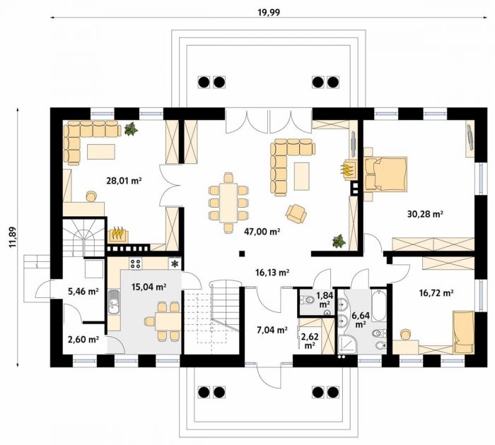 Проект дома с мансардой и цокольным этажом MD352