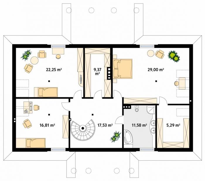 Проект дома с мансардой и цокольным этажом MD356